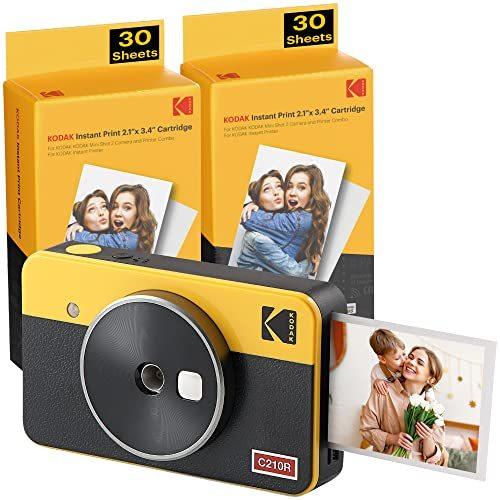 コダック Mini 68シート入り Kodak Mini Shot 2レトロ インスタントカメラ イエロー チェキ キッチン