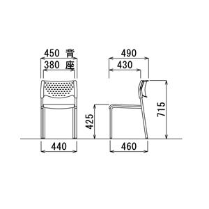 4脚セット スタッキングチェア MC-211Gクロームメッキタイプ 素材・カラー選べます オフィス家具 会議 チェア/椅子グレーシェル仕様  送料無料の画像