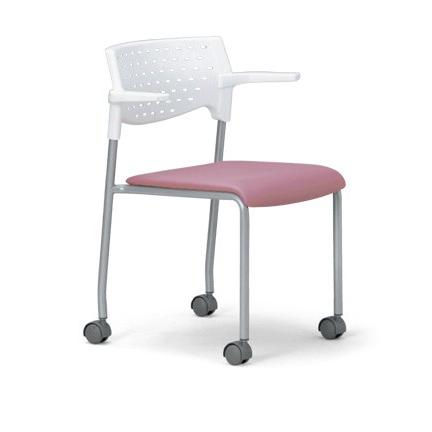 4脚セット スタッキングチェア MC-222W粉体塗装タイプ 素材 カラー選べます オフィス家具 会議 チェア/椅子ホワイトシェル仕様/肘付き/キャスター付き 送料無料