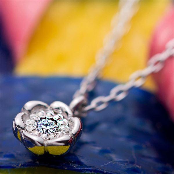 ダイヤモンド ネックレス 一粒 0.014ct プラチナ Pt900 花 フラワーモチーフ ペンダント 鑑別カード付き
