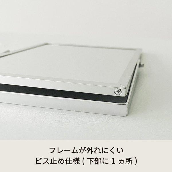 〔12枚セット〕 アルミフレーム卓上ミラー(M/シルバー/銀) 卓上鏡 カガミ メイク シンプル 飛散防止加工 角度調整可 業務用 完成品 NK-247_3