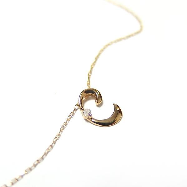 イニシャル ネックレス ダイヤモンド ネックレス 一粒 0.01ct K18 ゴールド 文字 C ダイヤネックレス ペンダント_1