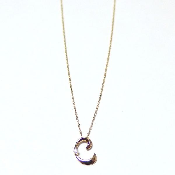 イニシャル ネックレス ダイヤモンド ネックレス 一粒 0.01ct K18 ゴールド 文字 C ダイヤネックレス ペンダント_2
