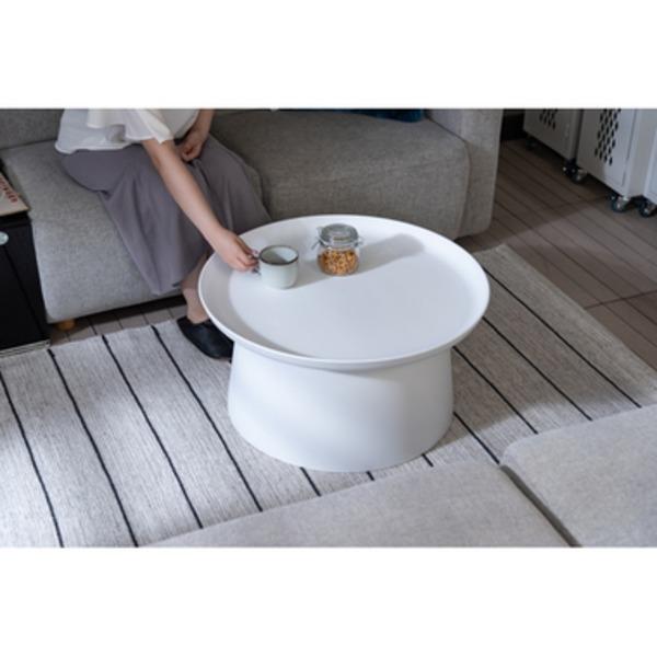 サイドテーブル ミニテーブル 直径70×高さ36cm Lサイズ 円形 ホワイト ポリプロピレン 組立品 ラウンドテーブル リビング