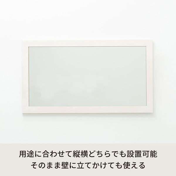 幅広枠ウォールミラー(60×108)(ホワイト/白) 天然木 姿見鏡 ワイド 高級感 木製 飛散防止加工 壁掛け 北欧風 ヴィンテージ 韓国インテリア 玄関 トイレ 洗面...
