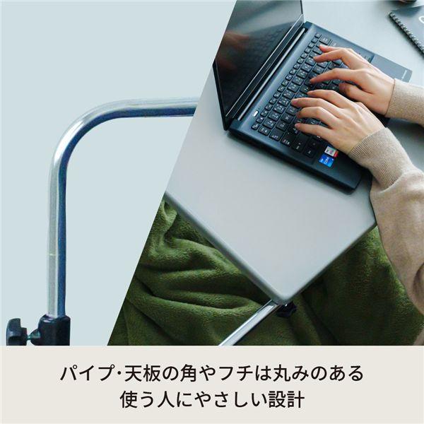 〔2個セット〕アジャストマルチテーブル ルーモ(グレー) ベッドテーブル PCテーブル パソコンテーブル 机 デスク 昇降式 キャスター 高さ調節 伸縮式 木目 介...