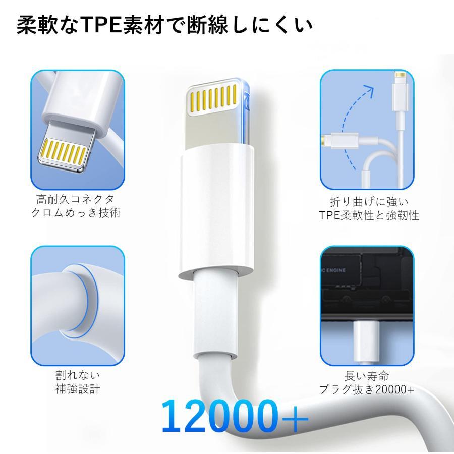 【2023進化モデル MFi認証品】充電ケーブル 純正品質 PD Type-C to Lightning ケーブル 2M 2本セット 3A急速充電＆｜select-shop-glitter｜03