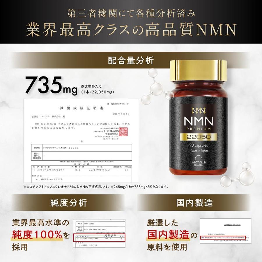 レバンテ NMN サプリメント 22050mg 分析済（配合量/純度100%）90 カプセル 耐酸性 酵母発酵 キダチアロエ 還元型コエンザイムQ1｜select-shop-glitter｜03