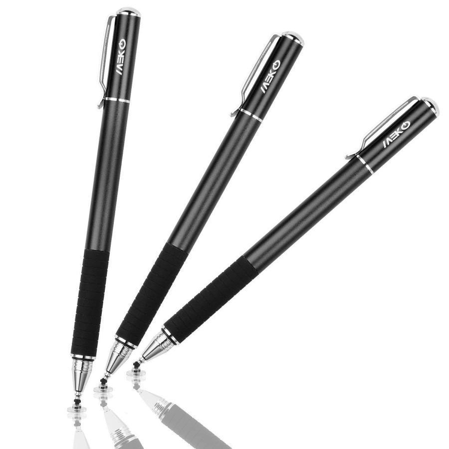 MEKO スタイラス タッチペン2本 +交換用ペン先６個 iPhone iPad Android タブレット（ブラック/ブラック）｜select-shop-glitter｜02