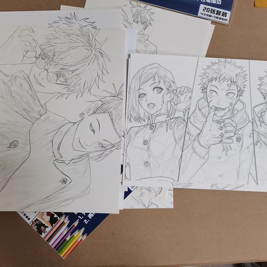 Delar 呪術廻戦 手描き 手描き本 五条悟 伏黒惠 虎杖 悠仁 塗り絵 ぬりえ帖 10枚セット 落書きノート 12色の鉛筆 絵 グ 009 Select Shop Jyun 通販 Yahoo ショッピング