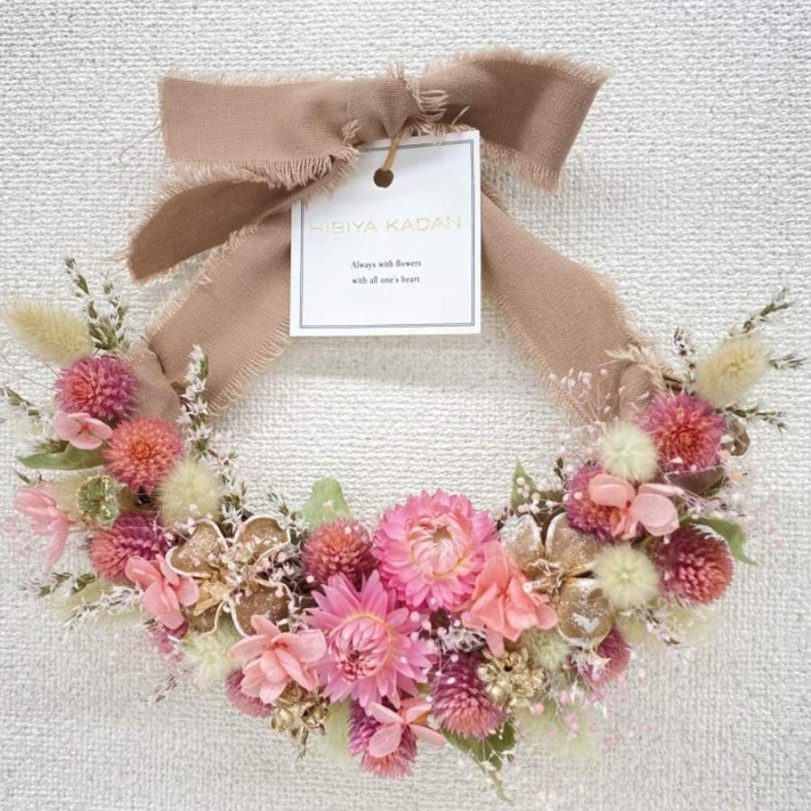 日比谷花壇 オリジナル ハーフリース ピンク リース 花 誕生日 ドライフラワー Select Shop Jyun 通販 Yahoo ショッピング