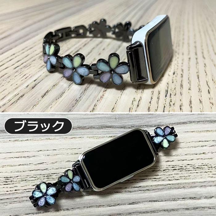 HUAWEI Band 8 & 9 10 用 交換バンド メタル フラワー チャーム