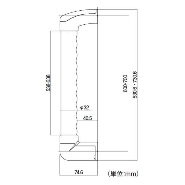 【直送品】ECLE コロバン棒 フリーハンド スマート L型 600x700mm 手すり径32ミリ | 手摺 手すり 玄関 トイレ 廊下 取付 転倒予防 介護用品 福祉用品 diy |  | 03