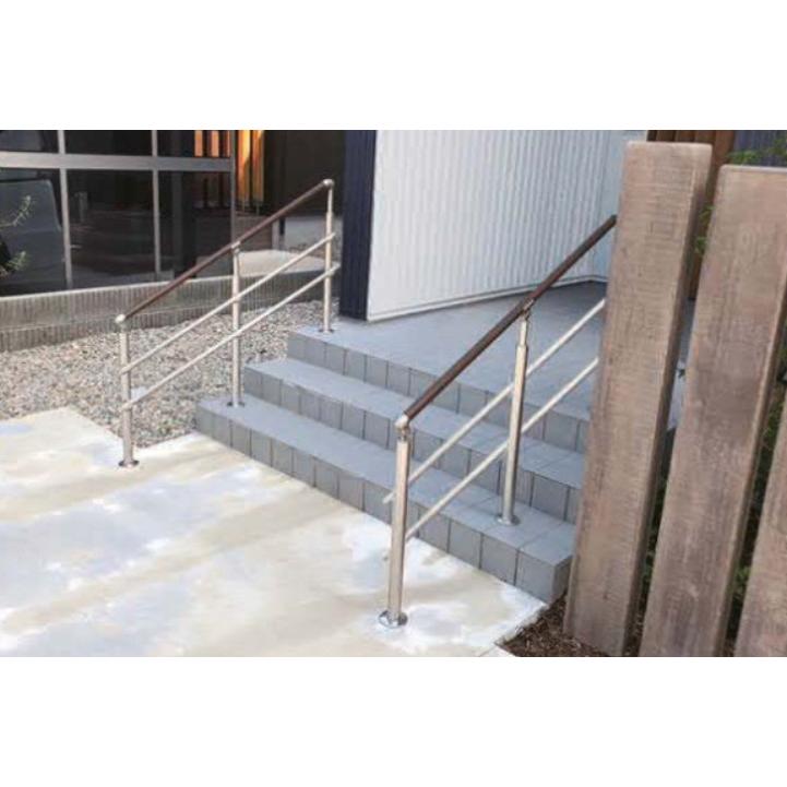 【長尺商品】【直送品】マツ六 BAUHAUS フリーRレール アルミ直ビーム ステンカラー色 φ28×3000mm 転落防止 BJ-173ST | 屋外 手摺 手すり 玄関 取付 転倒予防 |  | 01