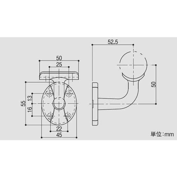 35ブラケット横型カバー付き 手すり直径35mm用 W50×D67.5×約H67.8mm | 手摺 手すり 金具 ブラケット 手すり金具 |  | 01