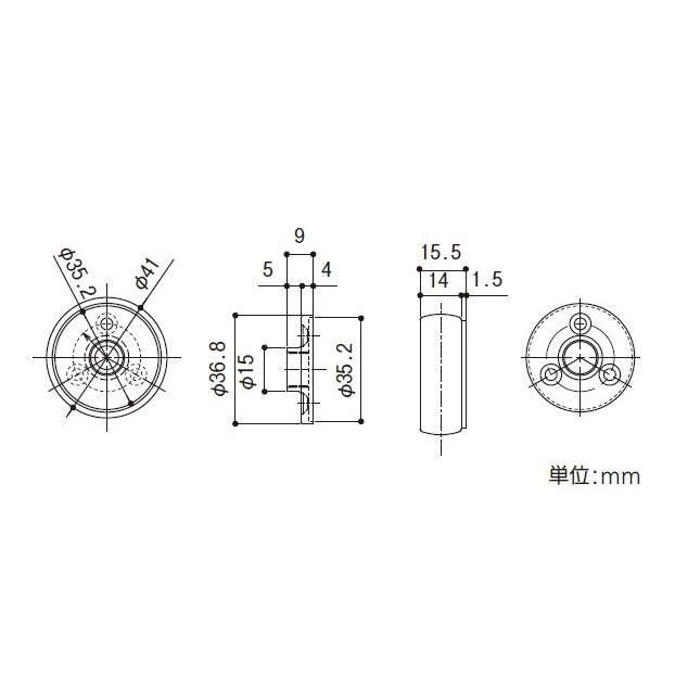 35D直ジョイント 手すり直径35mm用 約直径35.2×D15.5mm | 手摺 手すり 金具 ブラケット 手すり金具 |  | 01