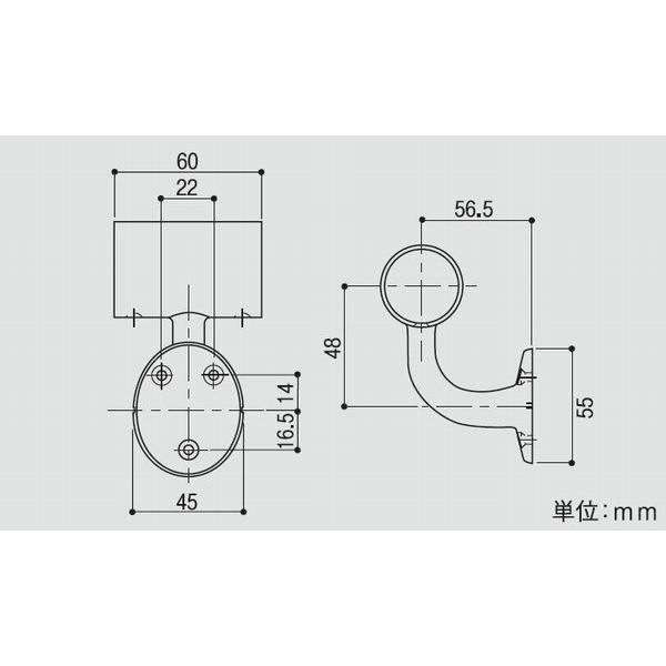 32通しブラケット横型 手すり直径32mm用 約W60×D75×H94mm | 手摺 手すり 金具 ブラケット 手すり金具 |  | 01