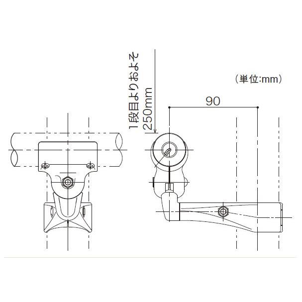 【直送品】マツ六 BAUHAUS フリーRレール 支柱付ブラケット BJ-43ST | 屋外 手摺 手すり 玄関 取付 転倒予防 介護用品 福祉用品 diy |  | 01