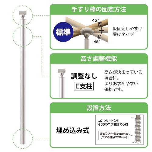 【直送品】マツ六 BAUHAUS フリーRレール E埋め込み式支柱 H1200mm ロングタイプ | 屋外 手摺 手すり |  | 02