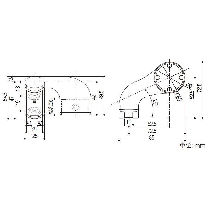 35縦枠用持出スリムブラケットカバー付 (上下セット) 手すり直径35mm用 約W85×D72.5×H54.5mm | 手摺 手すり 金具 ブラケット 手すり金具 |  | 01