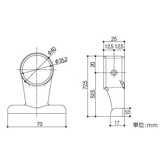 35真壁用スリム通しブラケットカバー付 35mm用 | 手摺 手すり 金具 ブラケット 手すり金具 |  | 01