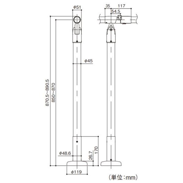 【直送品】マツ六 室内用手すり遮断機式受側支柱 木製 BDE-39 |  | 04