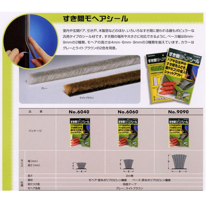 【メール便4個まで】槌屋ティスコ すき間モヘアシール No.6040 ゴールド 2m 巾6×高さ4mm |  | 02