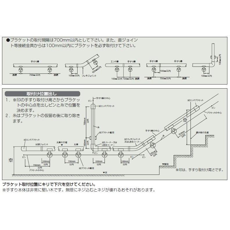 手すり ブラケット 32通しブラケット横型 手すり 直径32mm用 約W60×D75×H94mm 手摺 手すり金具 ブラケット｜select-tool｜03