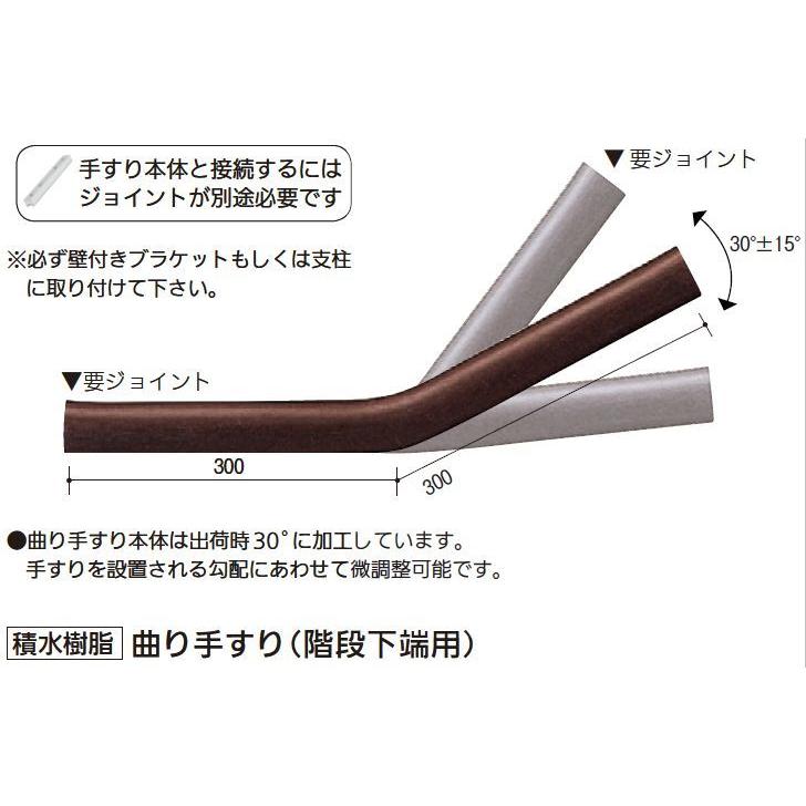 【直送品】積水樹脂 アプローチEレール 曲り手すり(階段下端用) 直径34×300×300mm | 屋外 手摺 手すり 玄関 取付 転倒予防 介護用品 福祉用品 diy |  | 01