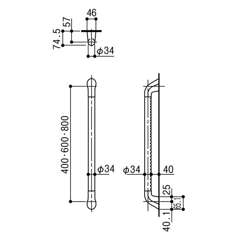 【直送品】ナカ工業 ニューソフトハンド P-34NV I型 400mm 直径34×長さ約400mm | 手すり 手摺り 浴室 風呂 介護用品 転倒防止 福祉用品 取付 DIY |  | 02