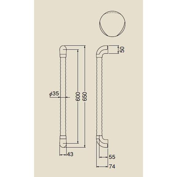 シロクマ トリプルディンプル手すり 35×600mm | 手摺 手すり 取付 転倒予防 介護用品 福祉用品 diy |  | 01