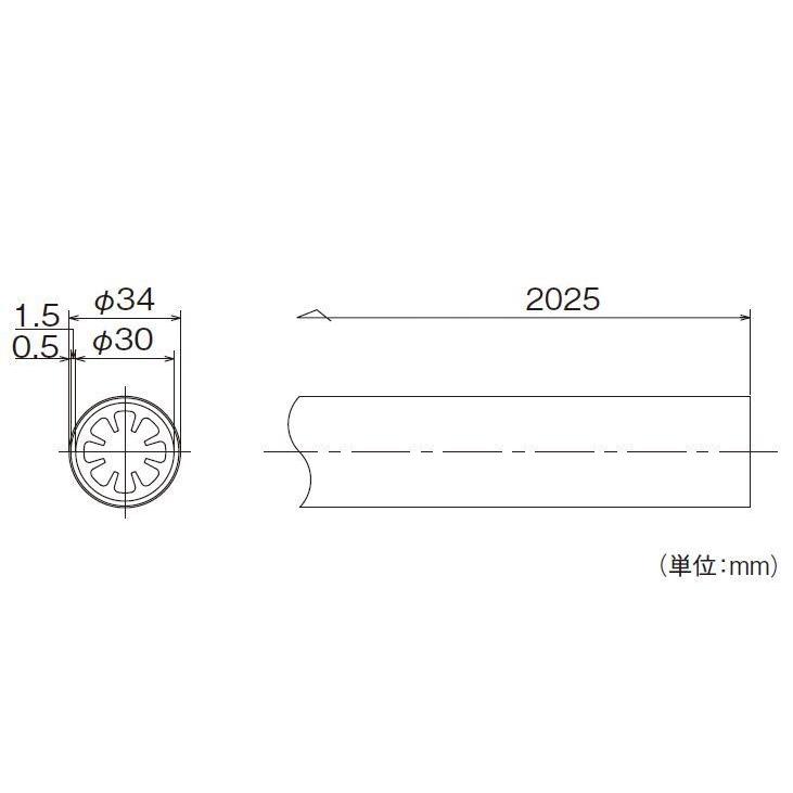 【長尺商品】【直送品】マツ六 フリーRレール 直棒手すり 4ｍ 直線用 直径34mm×4025mm 送料2000円｜select-tool｜02