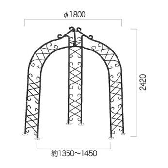 【直送品】ジャービス商事 ガーデンアーチW-N型 直径1800×H2420 | ガーデニング おしゃれ オシャレ 園芸 庭 つる ローズアーチ 花壇 庭園 園芸 |  | 01