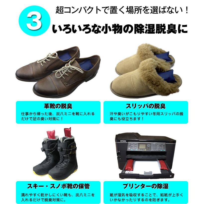 出雲カーボン 出雲屋 炭八 ミニ 2セット 4本入 | 除湿 結露 湿気 梅雨 調湿 カビ対策 半永久 消臭 繰り返し使える |  | 14