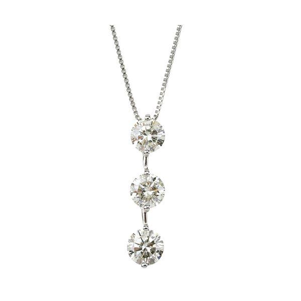 ダイヤモンド ネックレス プラチナ Pt900 3石 合計1カラット 1ct H 