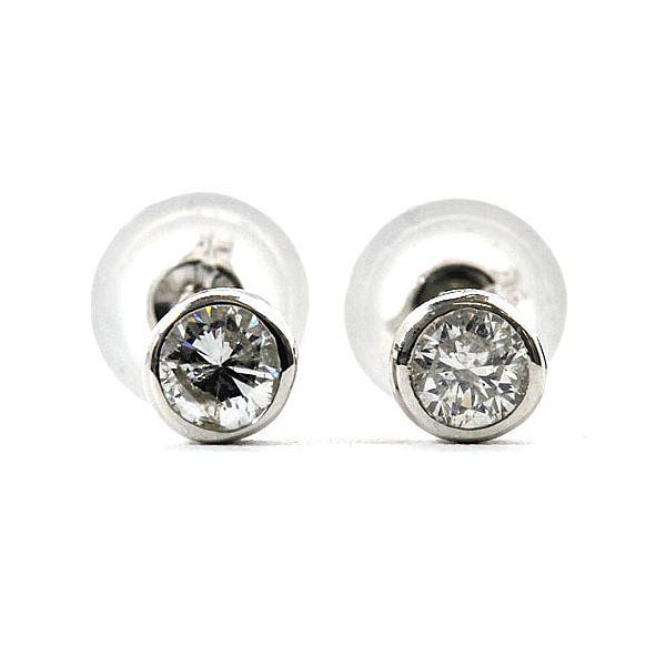ダイヤモンド ピアス 0.2ct K18 ホワイトゴールド ダイヤピアス 覆輪留 シンプル スタッド ダブルロックキャッチ