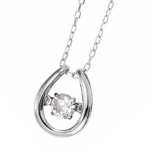 ダイヤモンドペンダント/ネックレス 一粒 K18 ホワイトゴールド 0.08ct ダンシングストーン ダイヤモンドスウィングネックレス 揺れるダイヤが輝きを増す 馬...
