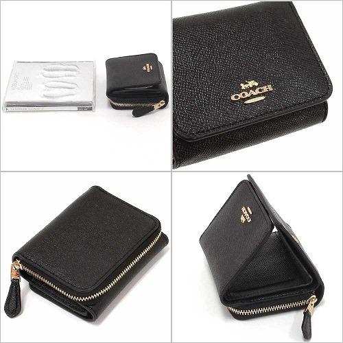 ■未使用■　コーチ スモール トライフォールド 三つ折り コンパクト 財布  レザー ブラック F37968 【301148】8 COACH（コーチ） 【並行輸入品】コーチ 財布 アウトレット クロス
