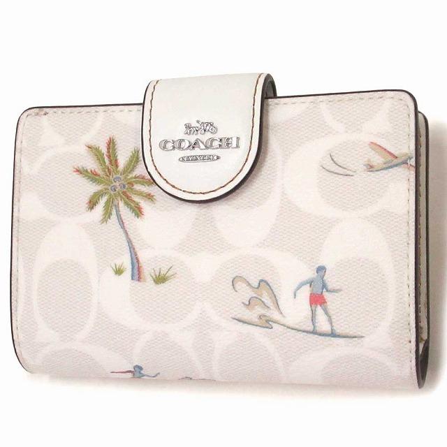 COACH　コーチ　シグネチャー柄PVC　フラプリント　折り財布☆ COACH 【並行輸入品】コーチ 財布 アウトレット シグネチャー
