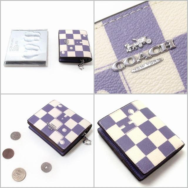 美品✨ COACH チェッカーボードプリント スナップウォレット 二つ折り財布 コーチ COACH コーチ 財布 COACH アウトレット チェッカーボード
