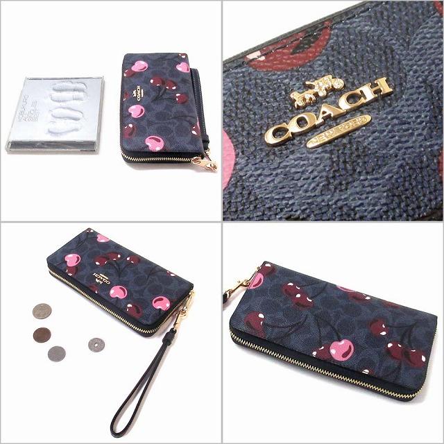 【並行輸入品】コーチ 財布 COACH アウトレット シグネチャー 長財布 さくらんぼ柄 ジップアラウンド CZ328 IMDEI　n250212