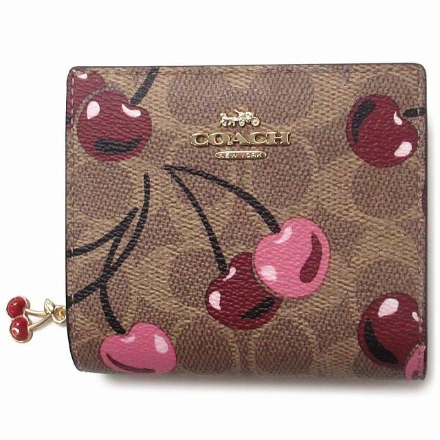 h*a様 COACH コーチ　ミニスナップウォレット　チェリー　シグネチャー COACH コーチ 財布 アウトレット シグネチャー スナップ