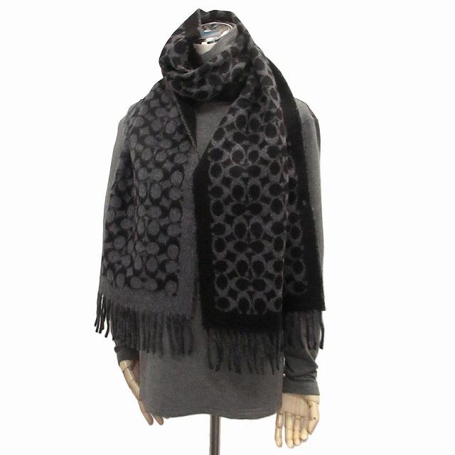 COACH(コーチ) マフラー ブラック×シグネチャー柄 COACH 【並行輸入品】コーチ マフラー スカーフ アウトレット