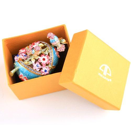 【ジュエリーボックス】フラワーバード 鳥と花の置物 ジュエリーボックス 3481 ブルー |  | 02