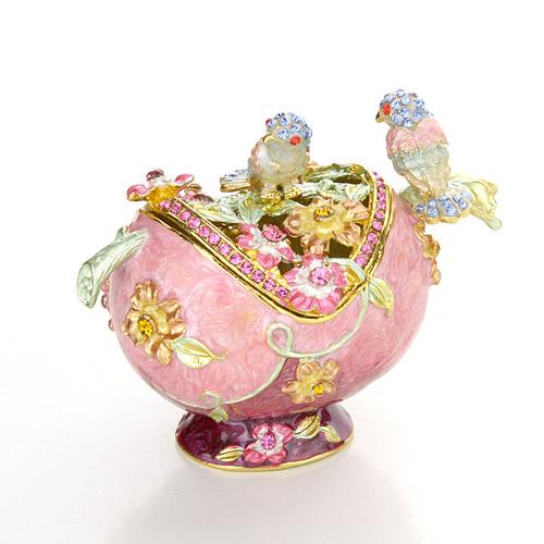 【ジュエリーボックス】フラワーバード 鳥と花の置物 ジュエリーボックス 3482 ピンク | 