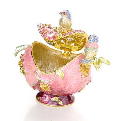 【ジュエリーボックス】フラワーバード 鳥と花の置物 ジュエリーボックス 3482 ピンク |  | 01