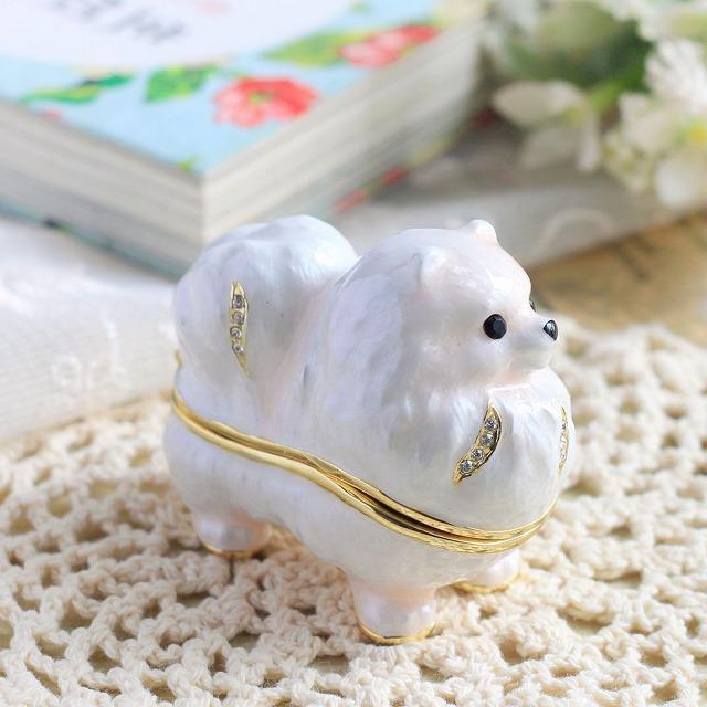 ジュエリーボックス ポメラニアン 犬 Dog イヌの置物 ホワイト 3702 |  | 01