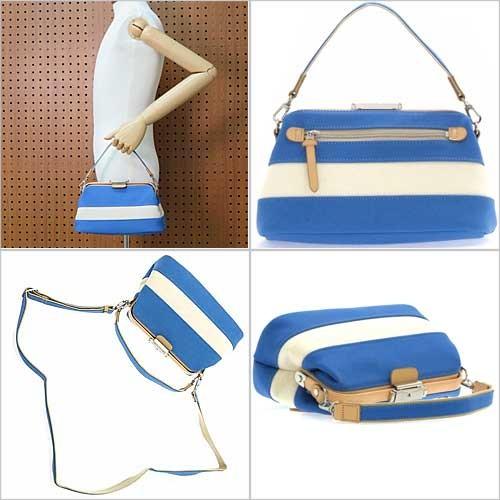 【ポイント10倍】木和田 KIWADA キワダ ダレスポーチ ハンドバッグ 帆布 ボーダー 日本製 ブルー 3885-61 Kiwada 木和田 豊岡製鞄 キワダダレス ボーダー タイプ 帆布 ダレス