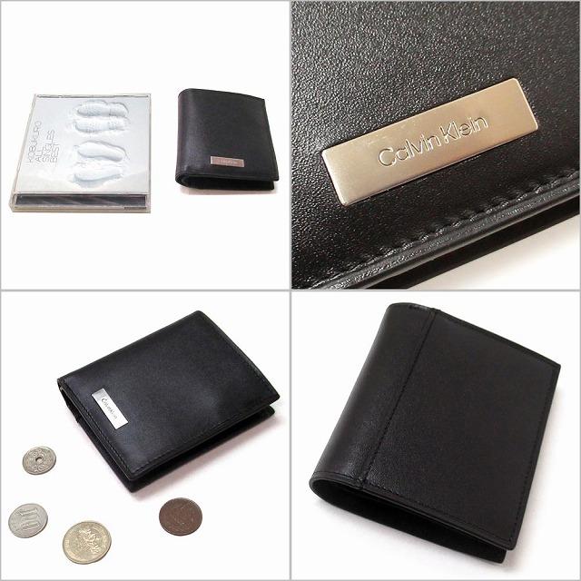 【並行輸入品】Calvin Klein カルバンクライン アウトレット サイフカードケース プラックロゴ スリム 二つ折り財布 カードケース 4D1069G 001 n260626 | Calvin Klein | 01