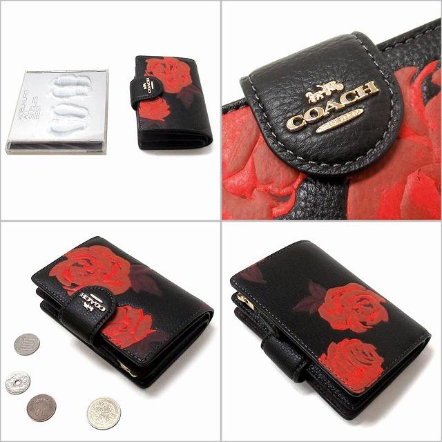コーチ 財布 レディース COACH 折り財布 フローラル プリント ミディアム コーナー ジップ ウォレット CCL63 IMYEM ブラック×レッド COACH（コーチ） 【並行輸入品】コーチ 財布 アウトレット ミディアム